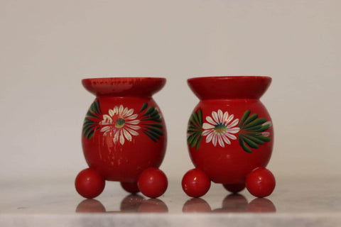 Pair of Swedish Dala Ball Candle holders