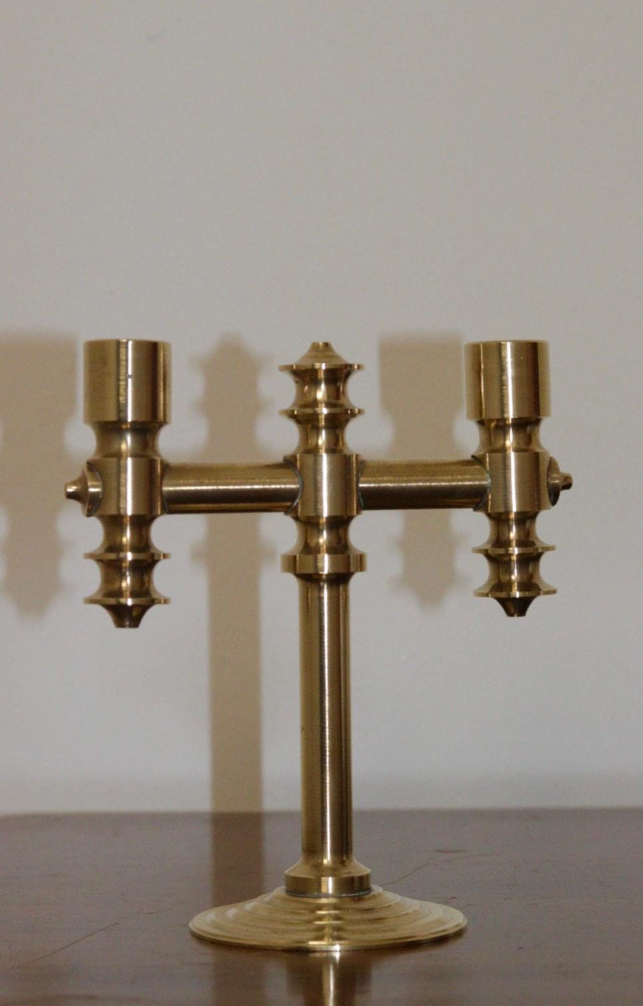 Vintage Three-Arm Swedish Brass Candelabra