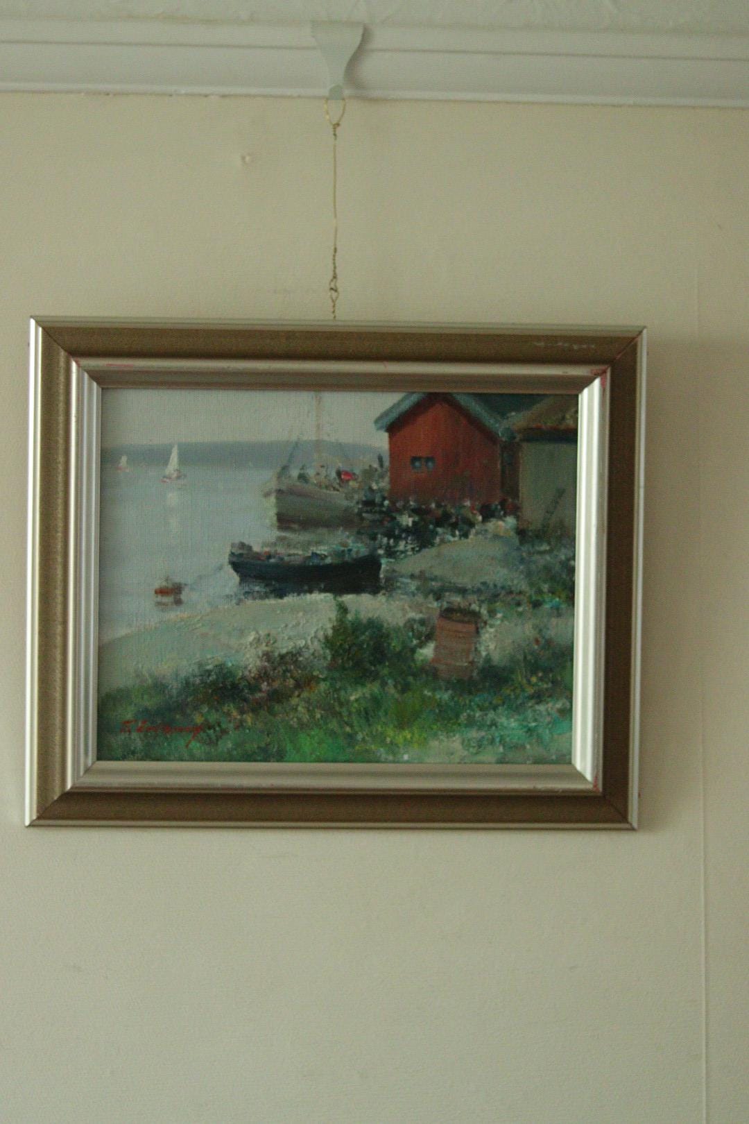 Vintage Oil on Canvas – “Sjöbodar