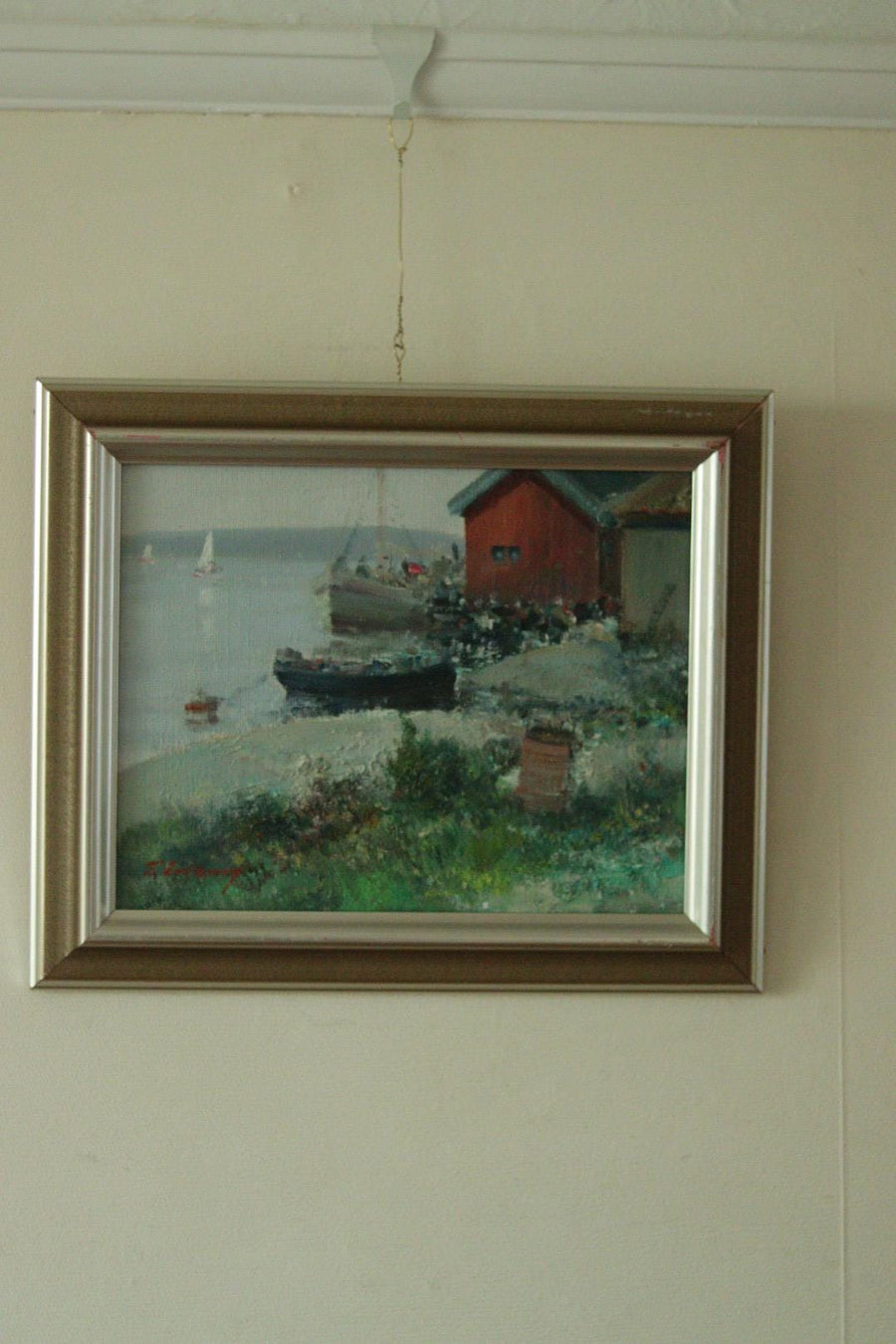 Vintage Oil on Canvas – “Sjöbodar