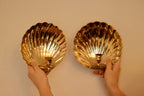 Pair of Mid-Century Brass Scallop Shell Sconces