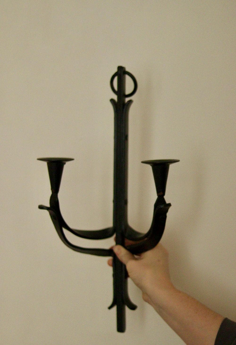 Vintage Wrought Iron Sconce with Black Coating