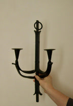 Vintage Wrought Iron Sconce with Black Coating