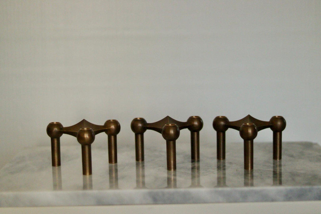 Trio of Vintage Brass Candle Holder by Stoff Nagel