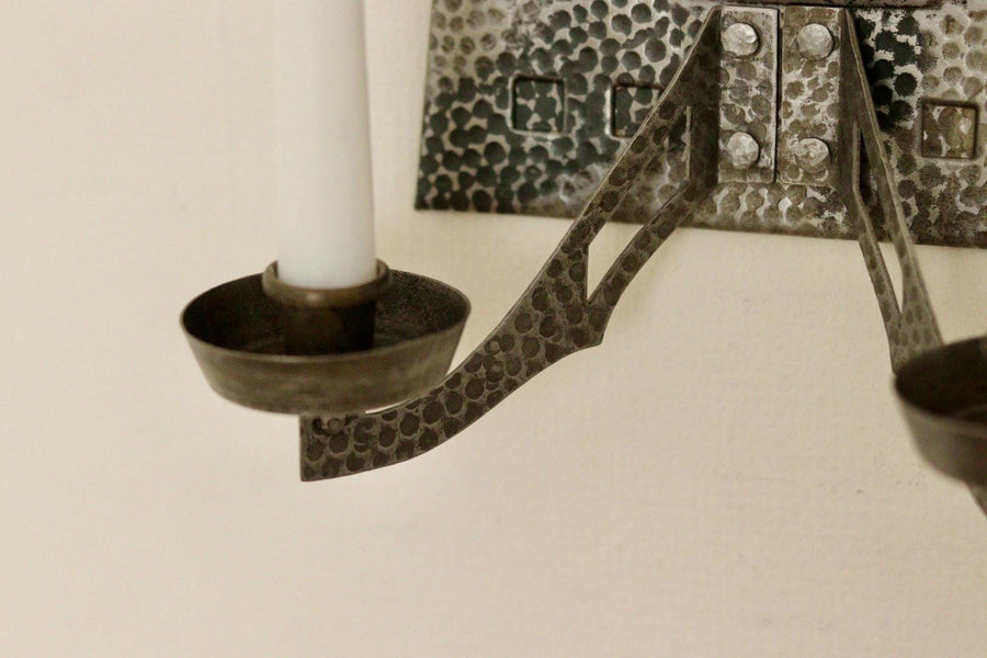 Pair Of Mid Century Swedish Pewter/Metal Sconces