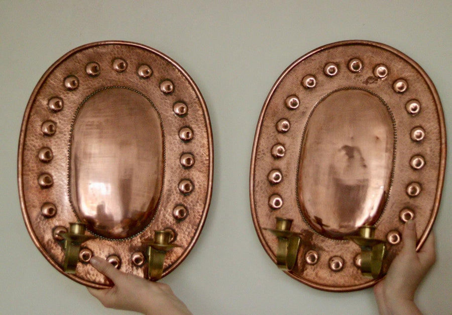 Pair Of Mid Century Swedish Copper Sconces