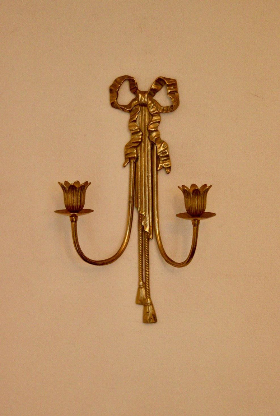 Pair Of Mid Century French Brass Bow Sconces