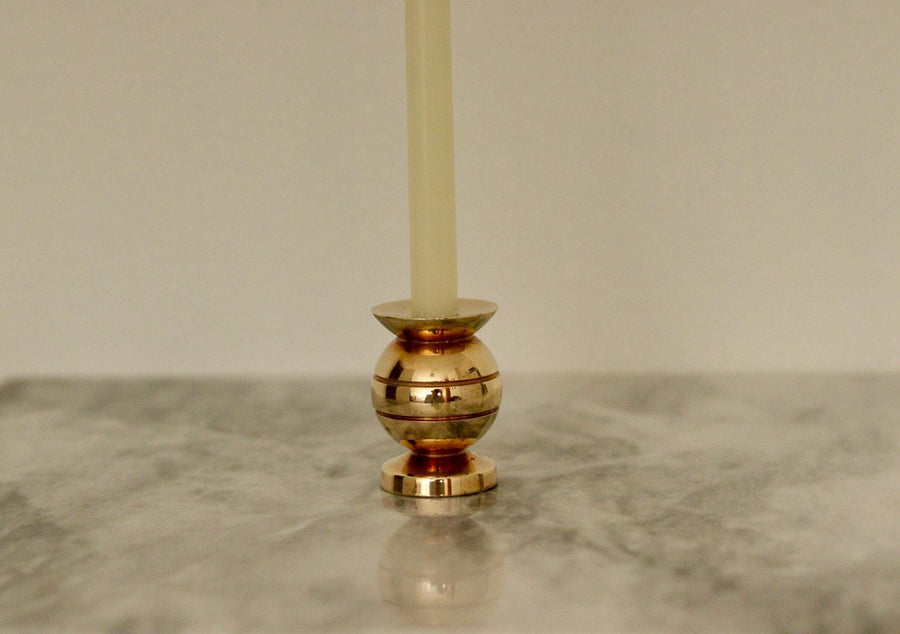 Pair of Mid-Century Swedish Brass Candle Holders