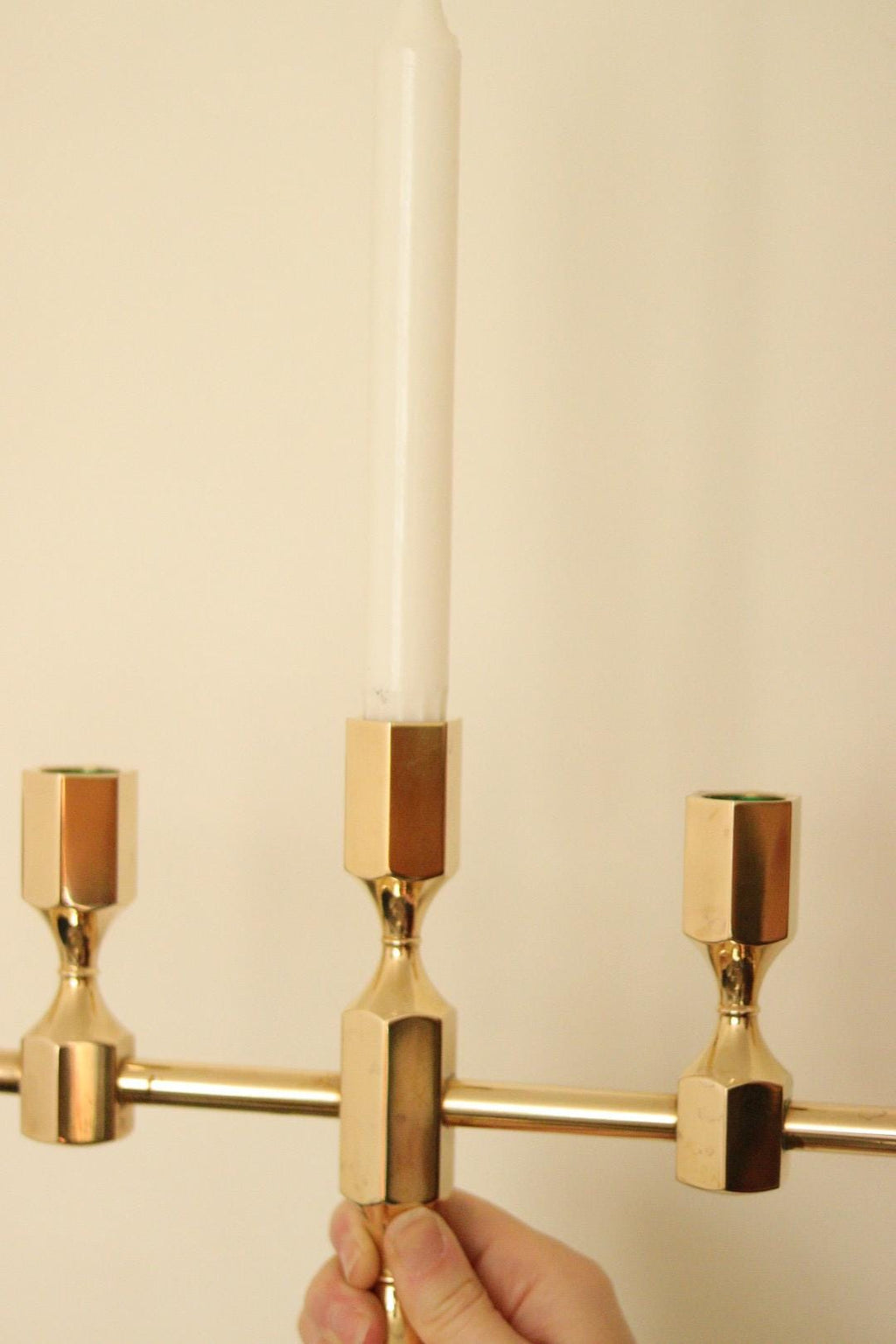 Swedish Brass Five Arm Candelabra By Gusum