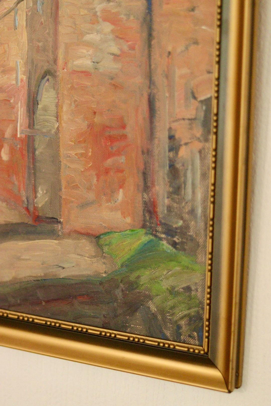 Original European Oil on Panel – Building Scene