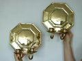 Pair of  Swedish Brass Octagonal Sconce with double arm Design