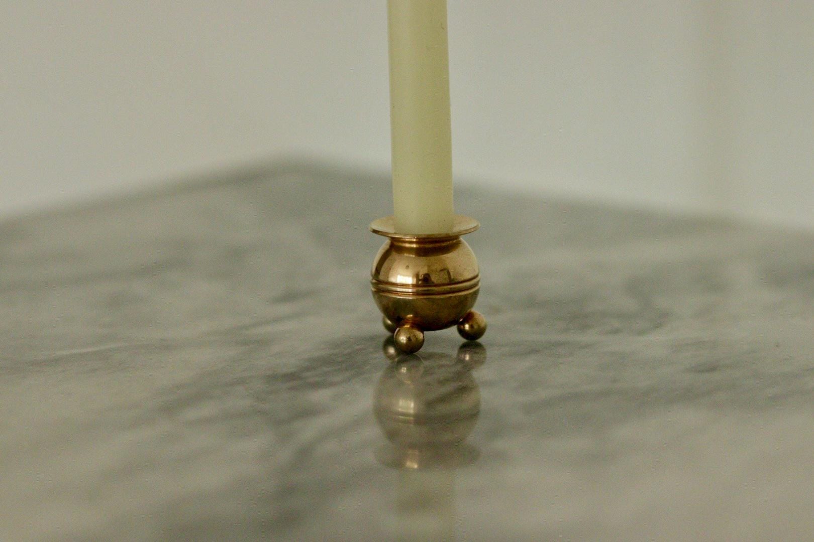 Pair of Mid-Century Swedish Brass Candle Holders by Skultuna
