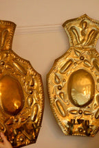 Baroque Style X-Large Mid-Century Brass Swedish Sconces