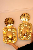 Large Mid-Century Swedish Brass Sconces