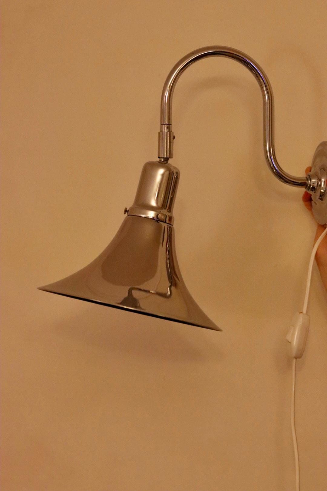 Danish 1960's Pair of Statement Trump Shape Lights in Chrome, designed by Börje Claes for Norlett Elit.