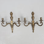 Pair Of Mid Century Gustavian Style Brass  Wall Sconces