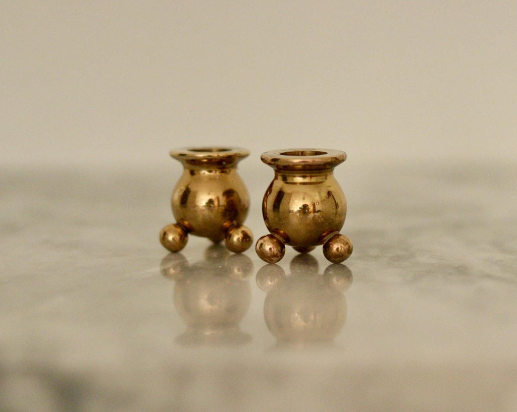 Pair of Mid-Century Swedish Brass Candle Holders