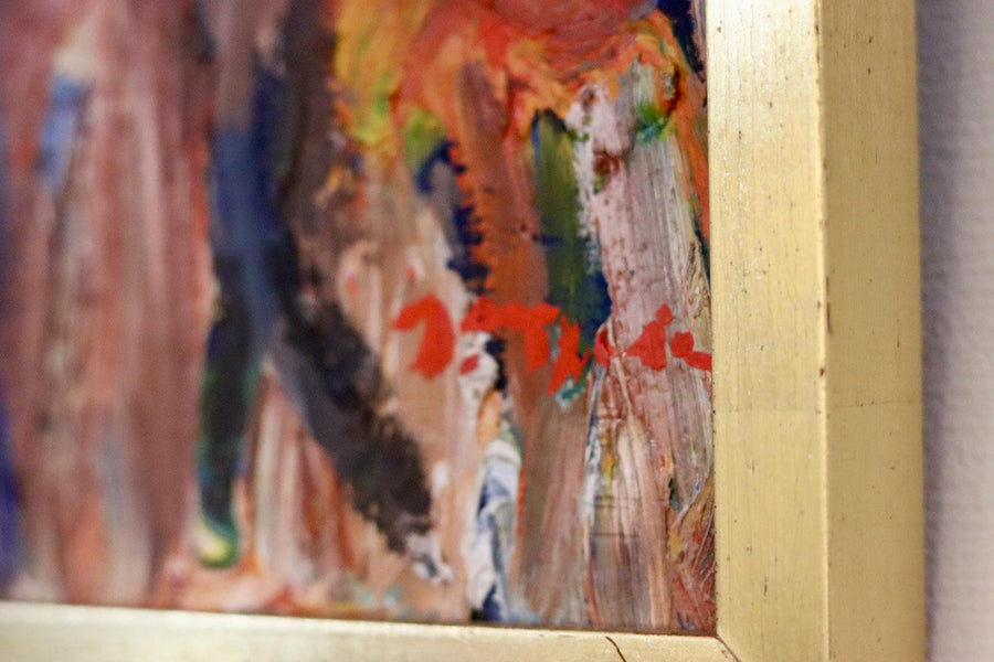 Mid-Century Original Swedish Oil on Panel "Figures "