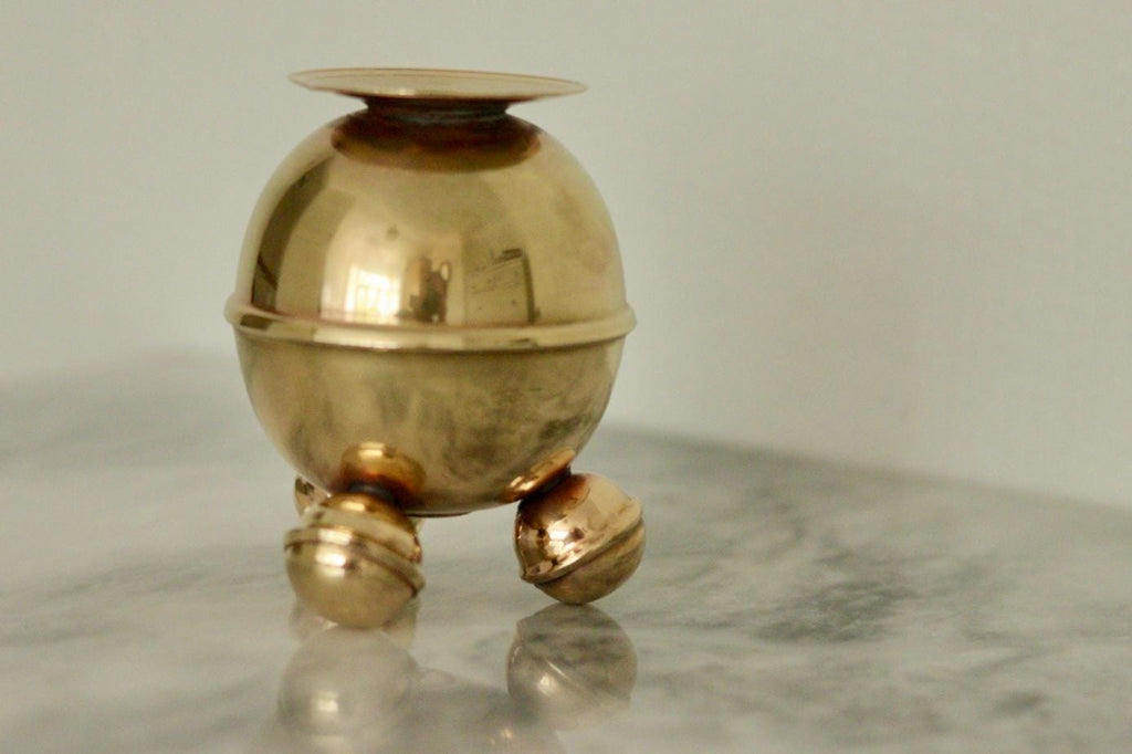 Pair of Mid-Century Swedish Brass Candle Holders