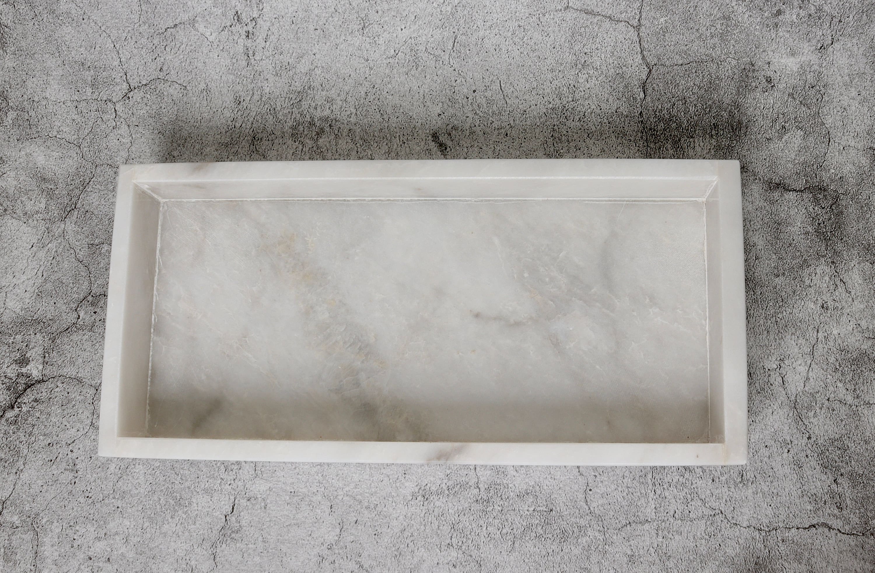 Salvatore – White Natural Marble Tray  | L 30cm W 15cm H 5cm | 2.5kg approx.