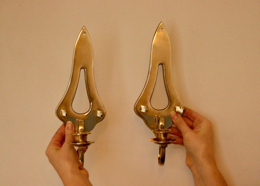 A Pair of Vintage Brass Sconces