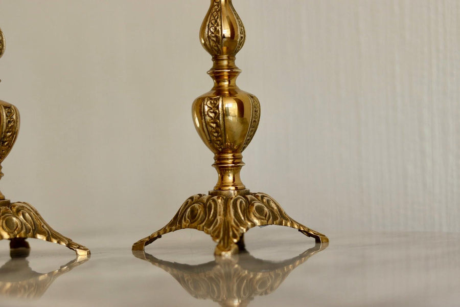 Pair of Mid-Century Swedish Brass Candle Holders