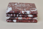 Set of 4 - Madeji Red Square Marble Coasters