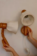 Pair of Vintage Wall Lamps by Solbackens Svarveri, Sweden, 1970s - Pine Wood