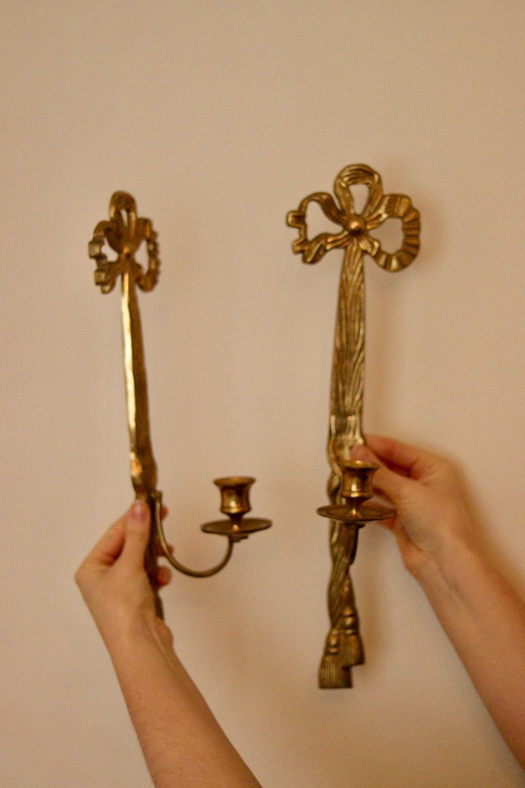 Pair Of Mid Century French Brass Bow Sconces