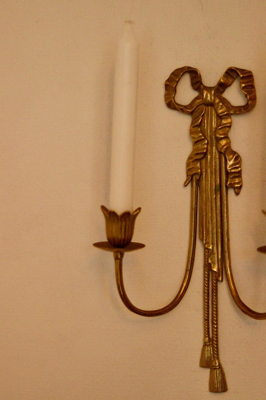 Pair Of Mid Century French Brass Bow Sconces