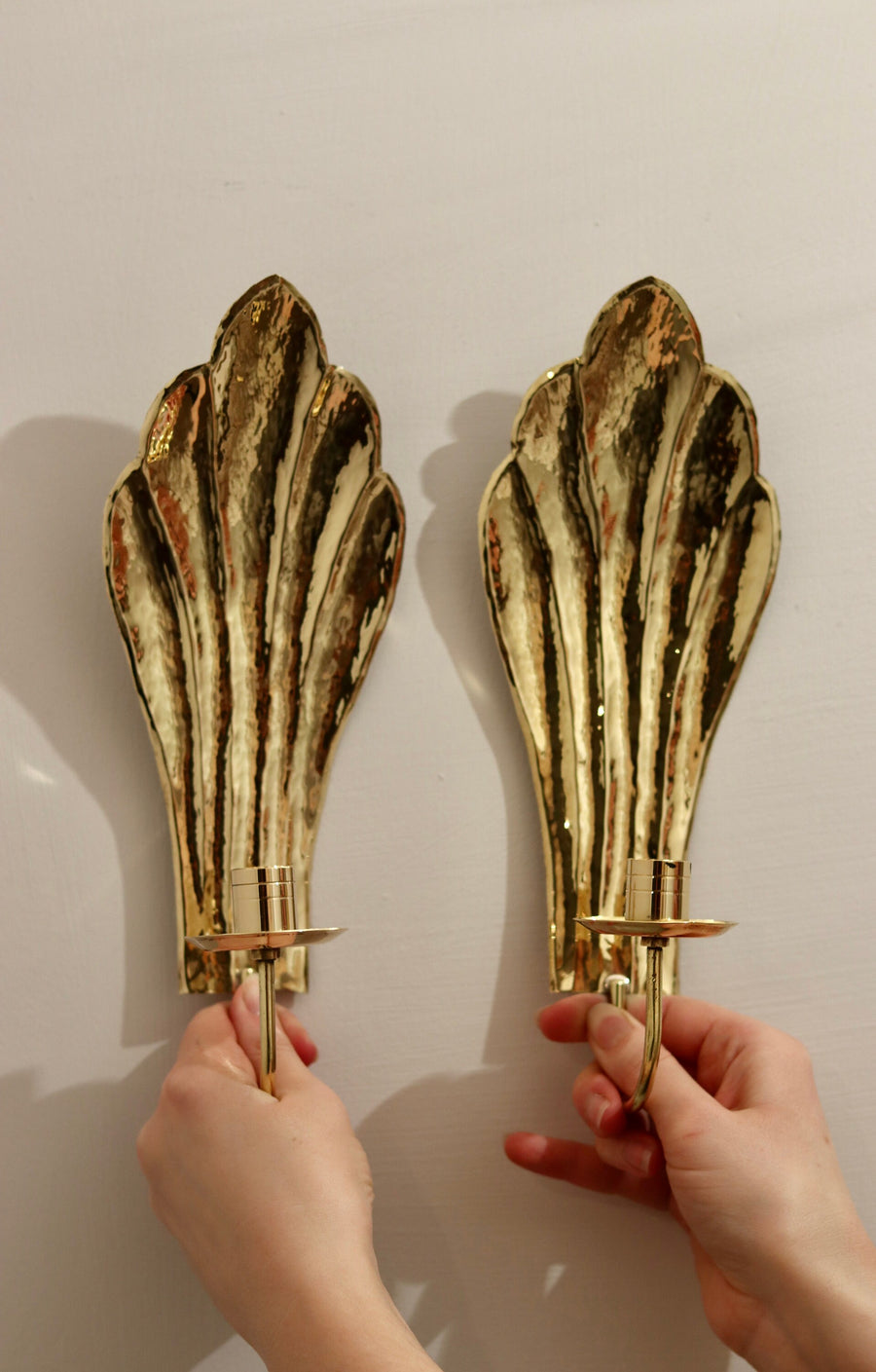 Pair of Mid-Century Swedish Brass Sconces by Firma Lars Holmstrom Arvika