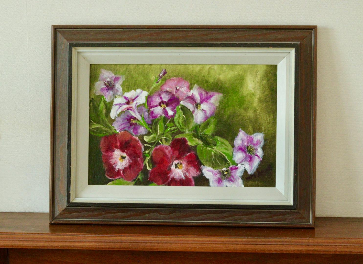 Original Swedish Mid Century Oil on Canvas "Flowers" - Vintage & Framed