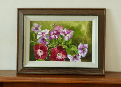 Original Swedish Mid Century Oil on Canvas "Flowers" - Vintage & Framed