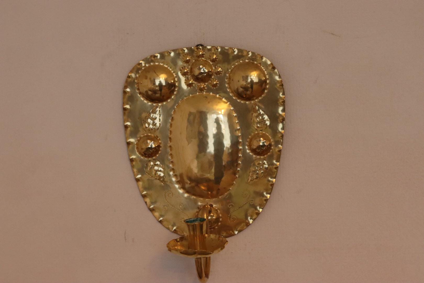 SINGLE Mid Century Swedish Brass Sconce