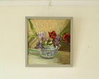 Original Swedish Floral Still Life Oil on Panel Painting
