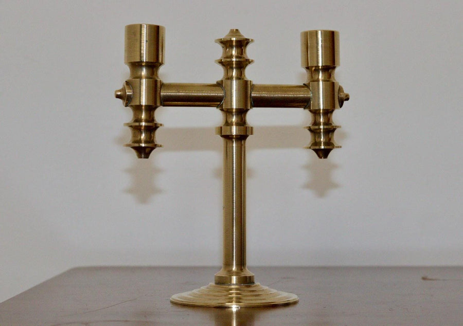 Vintage Three-Arm Swedish Brass Candelabra