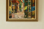 Mid-Century Original Swedish Oil on Canvas "French Street Scene