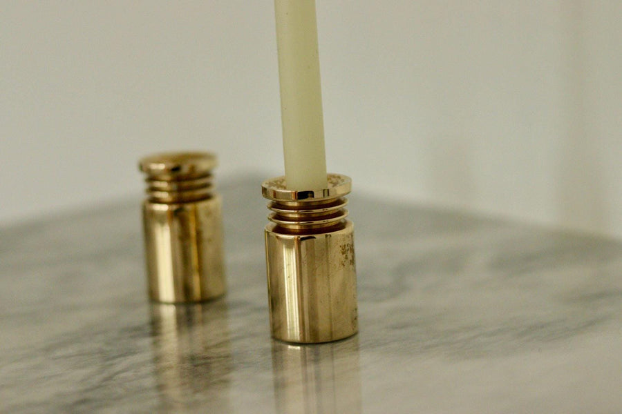 Pair of Mid-Century Swedish Brass Candle Holders