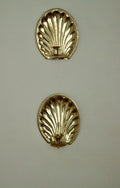 Pair of Vintage Brass Sconces with Scallop Detail
