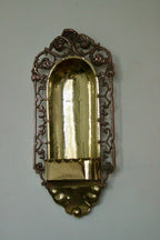 Pair of Antique Swedish Art Craft Copper & Brass Sconces