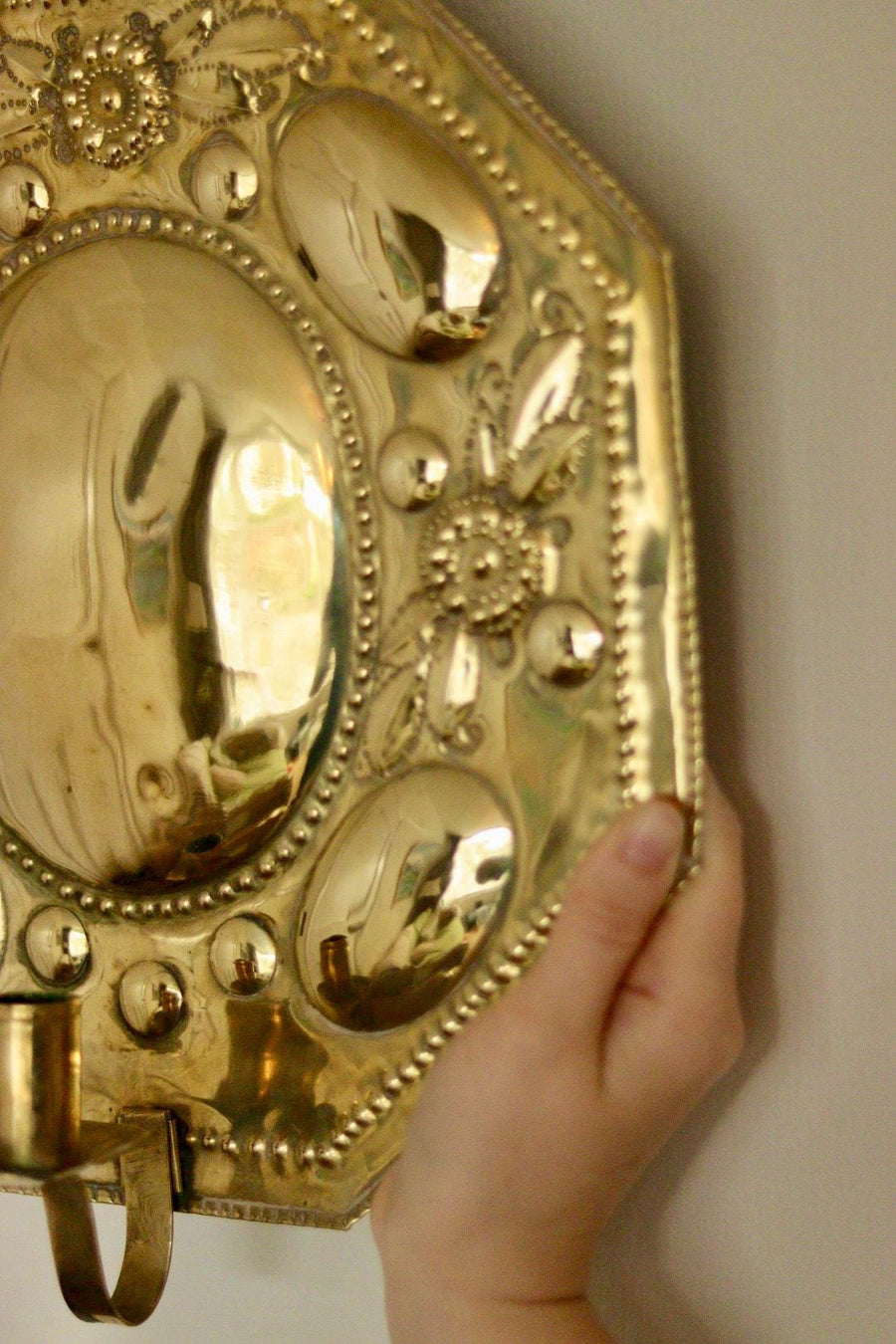 Pair Of Large Mid Century Swedish Brass Sconces