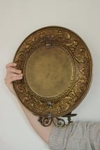 Pair of Antique Swedish Brass Sconces with Mirror