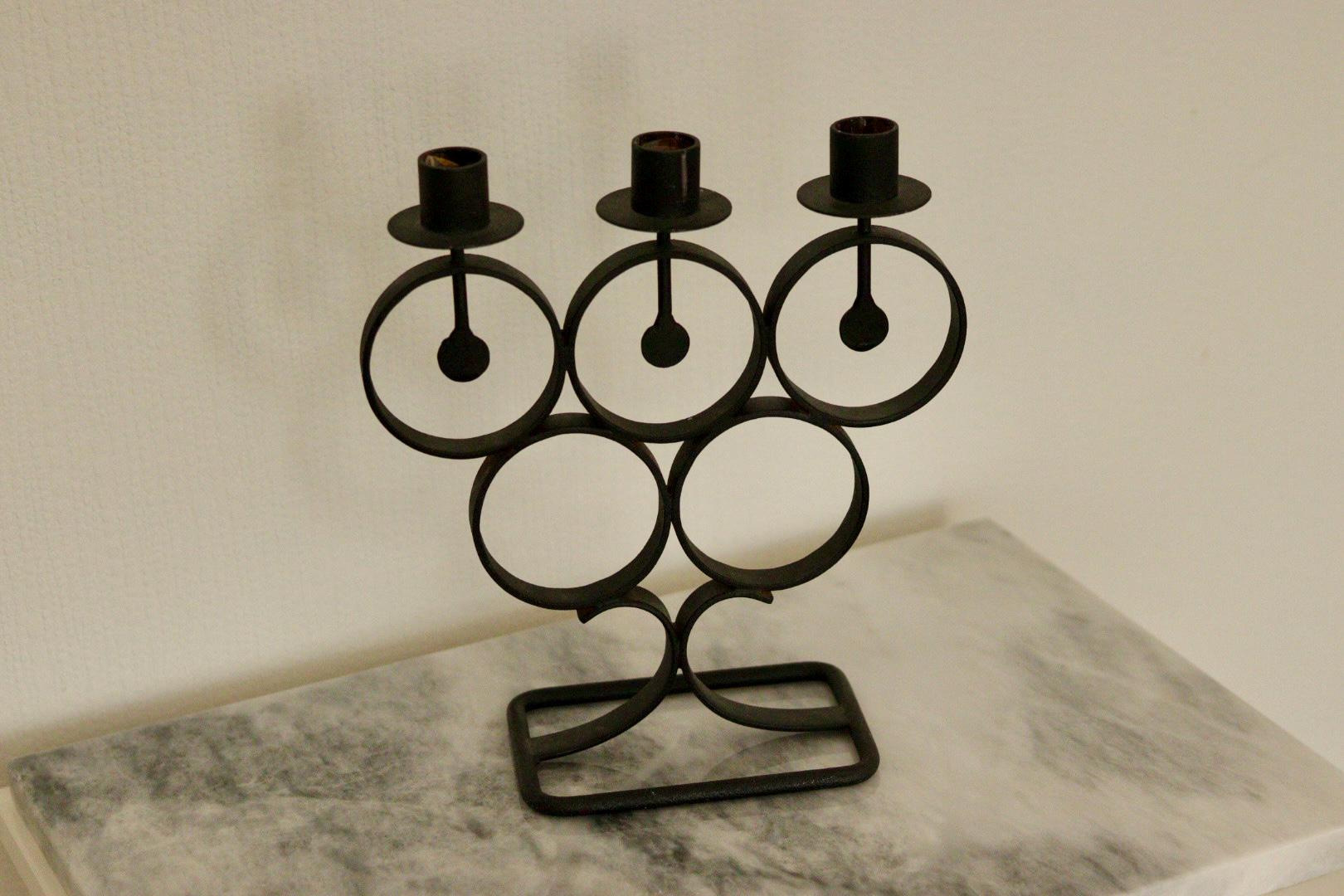 Vintage Metal Candelabra with Black Coating