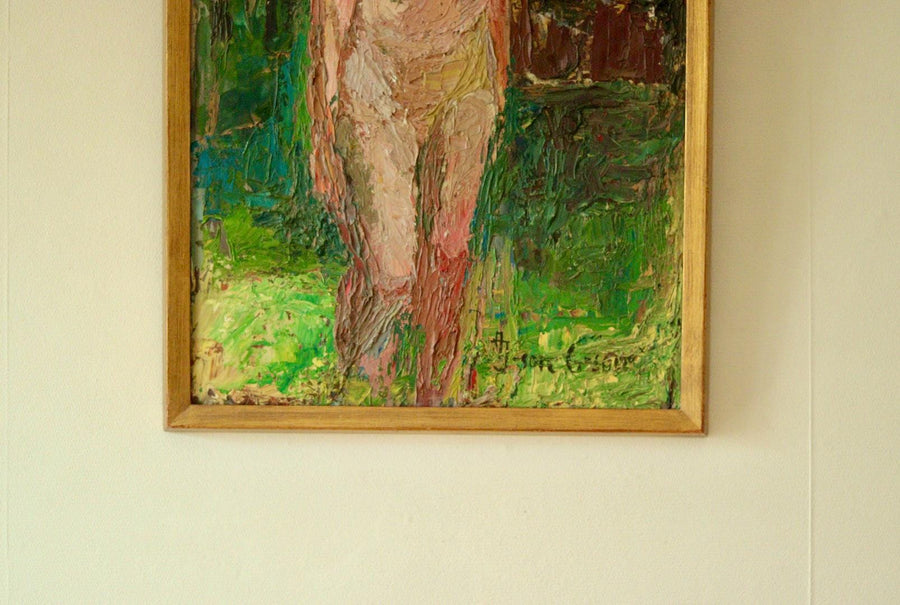 Original Swedish Oil on Panel – Standing Nude