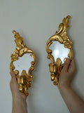 Pair of Vintage Brass Sconces with Mirror