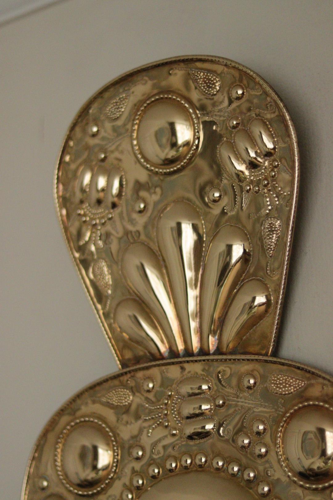 Pair of Large  Mid Century Swedish  Brass Baroque Sconces with double arm Design