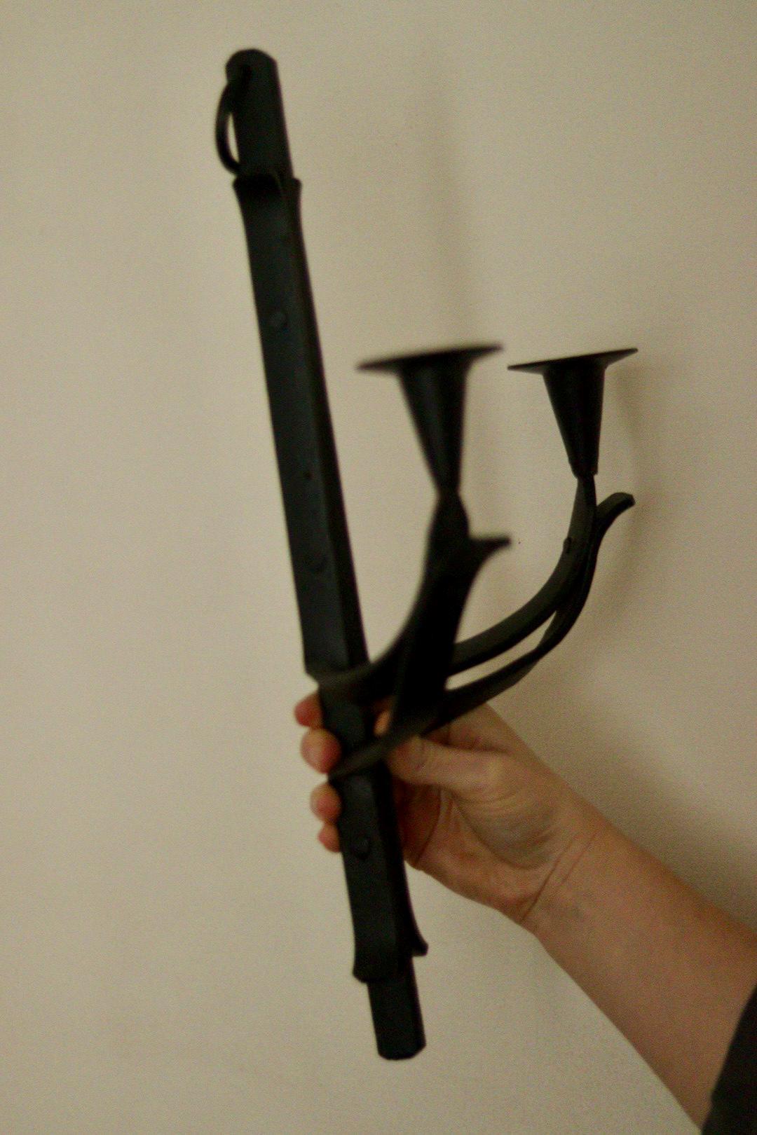 Vintage Wrought Iron Sconce with Black Coating