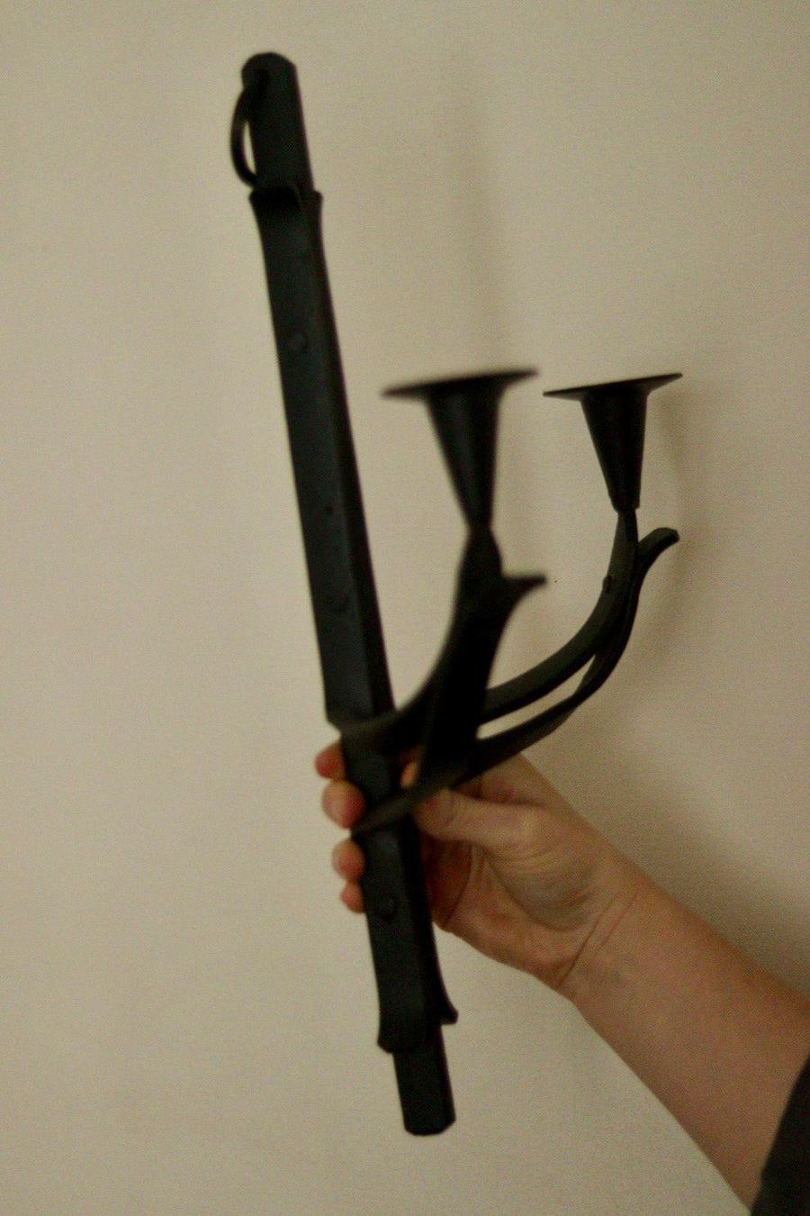 Vintage Wrought Iron Sconce with Black Coating