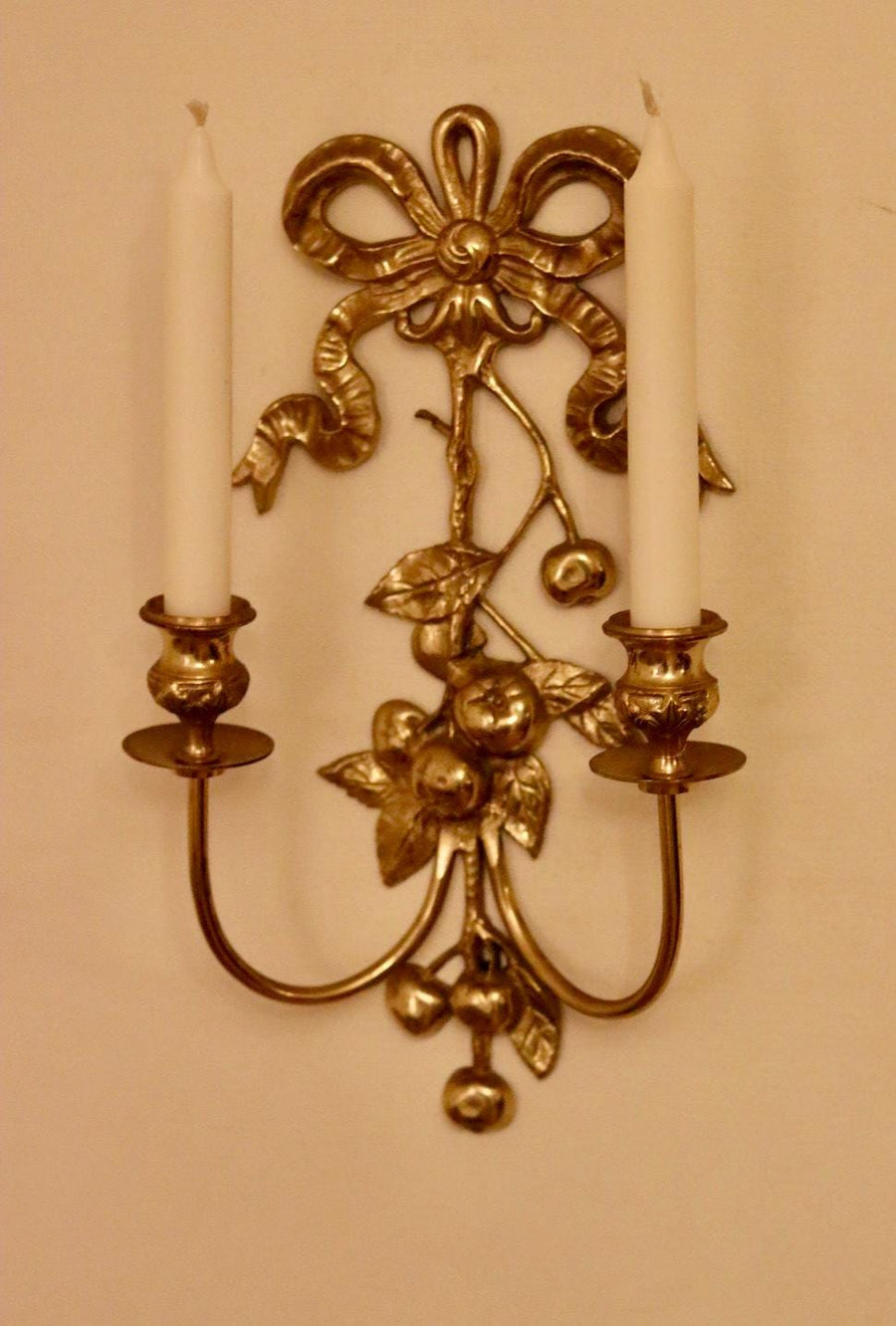 Pair Of Vintage Brass Bow Sconces