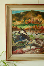 Original Mid-Century Swedish Oil on Canvas Painting "Autumn Day Järvsö"